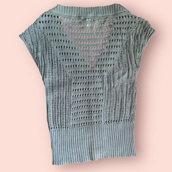Y2K Cardigan Women Small Gray Short Sleeve Fairy Grunge Boho Indie Bella Elena - Picture 3 of 3